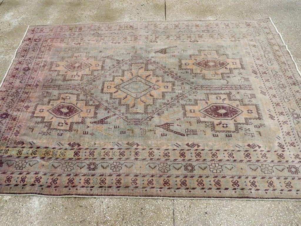 Hand-Knotted Mid-20th Century Persian Afshar Accent Rug For Sale
