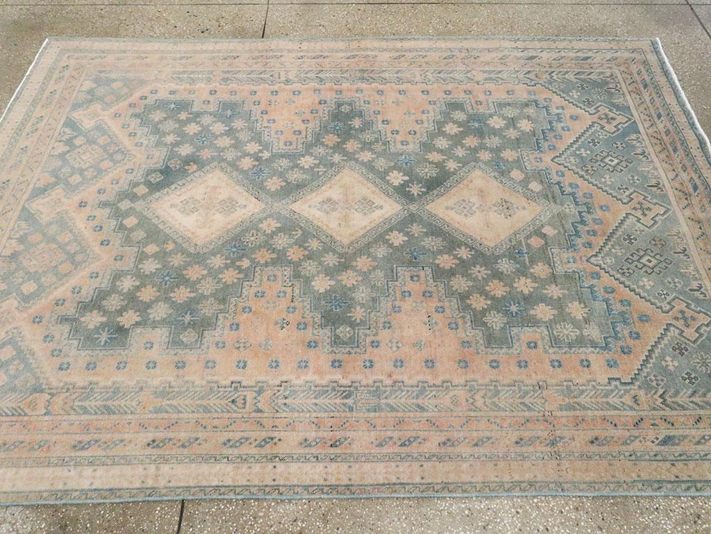 Mid-20th Century Persian Afshar Accent Rug In Excellent Condition For Sale In New York, NY
