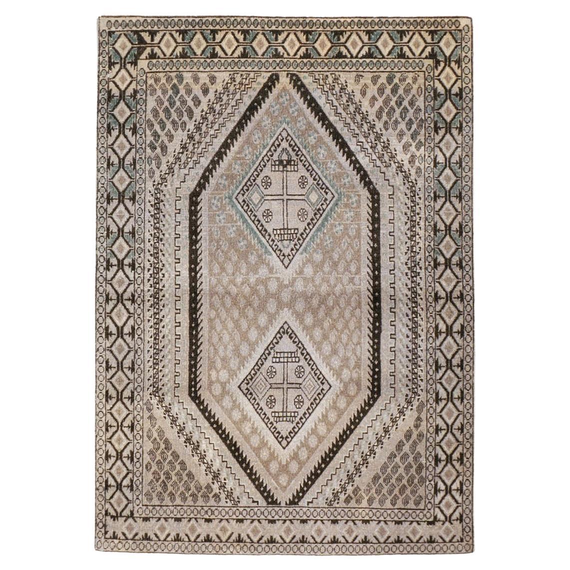 Persischer Afshar-Würfelteppich aus der Mitte des 20. im Angebot