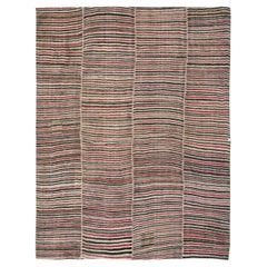 Alfombra de acento persa de tejido plano Kilim de mediados del siglo XX