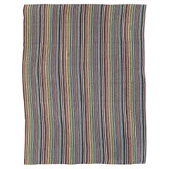 Alfombra de acento persa de tejido plano Kilim de mediados del siglo XX