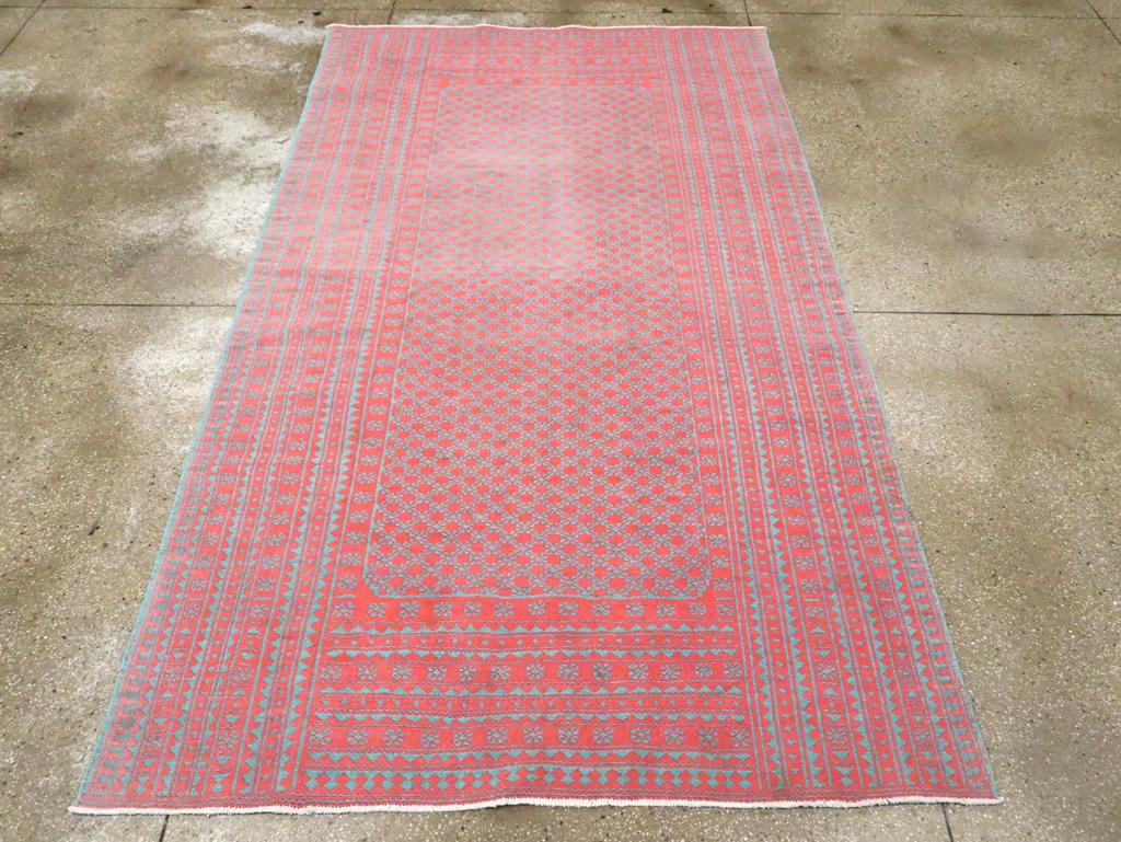 Mitte des 20. Jahrhunderts Persisch Flachgewebe Kilim Reversible Akzent Teppich (Baumwolle) im Angebot
