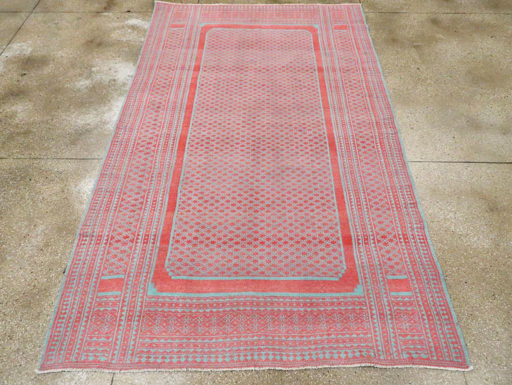 Mitte des 20. Jahrhunderts Persisch Flachgewebe Kilim Reversible Akzent Teppich (Baumwolle) im Angebot