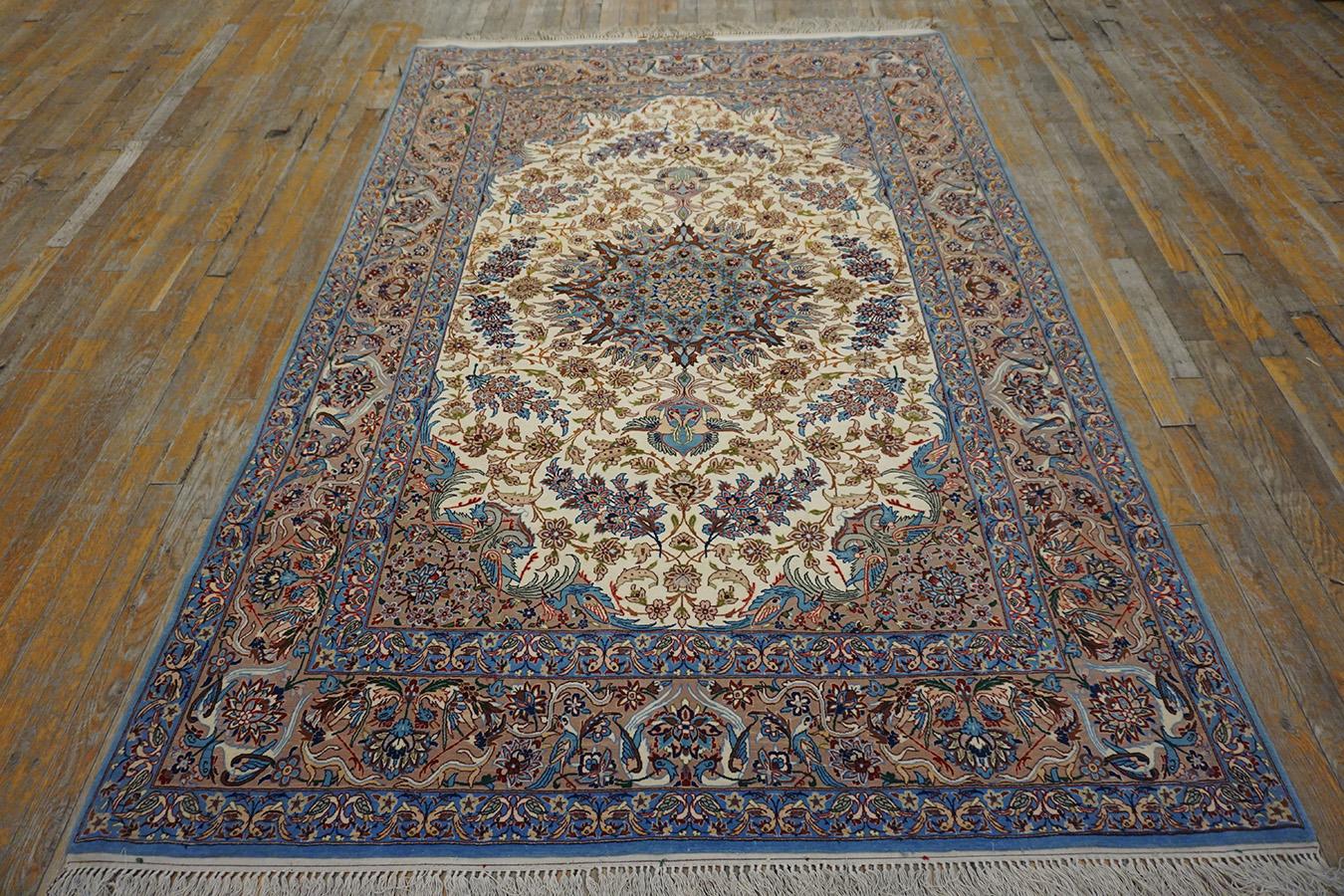 Mid 20th Century Persian Isfahan Carpet Signed by Zolfaghari 
( 4'11