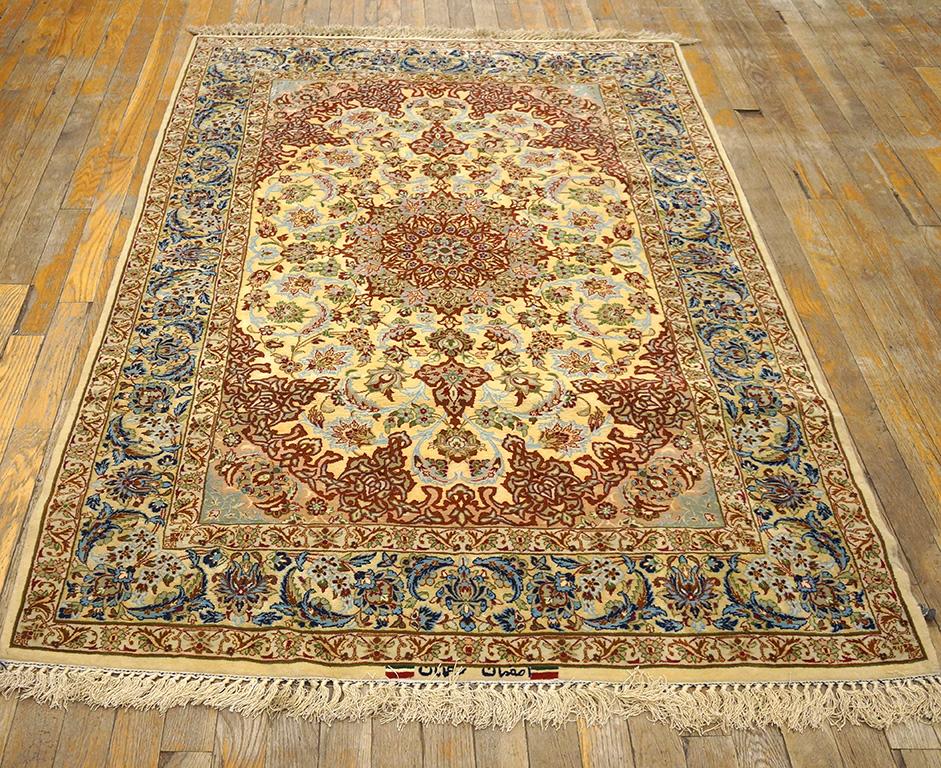 Wool Mid 20th Century Persian Isfahan Carpet For Sale