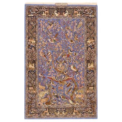 Tappeto di seta persiano Isfahan della metà del XX secolo ( 3' 2" x 5' 6" - 97 x 167 cm )