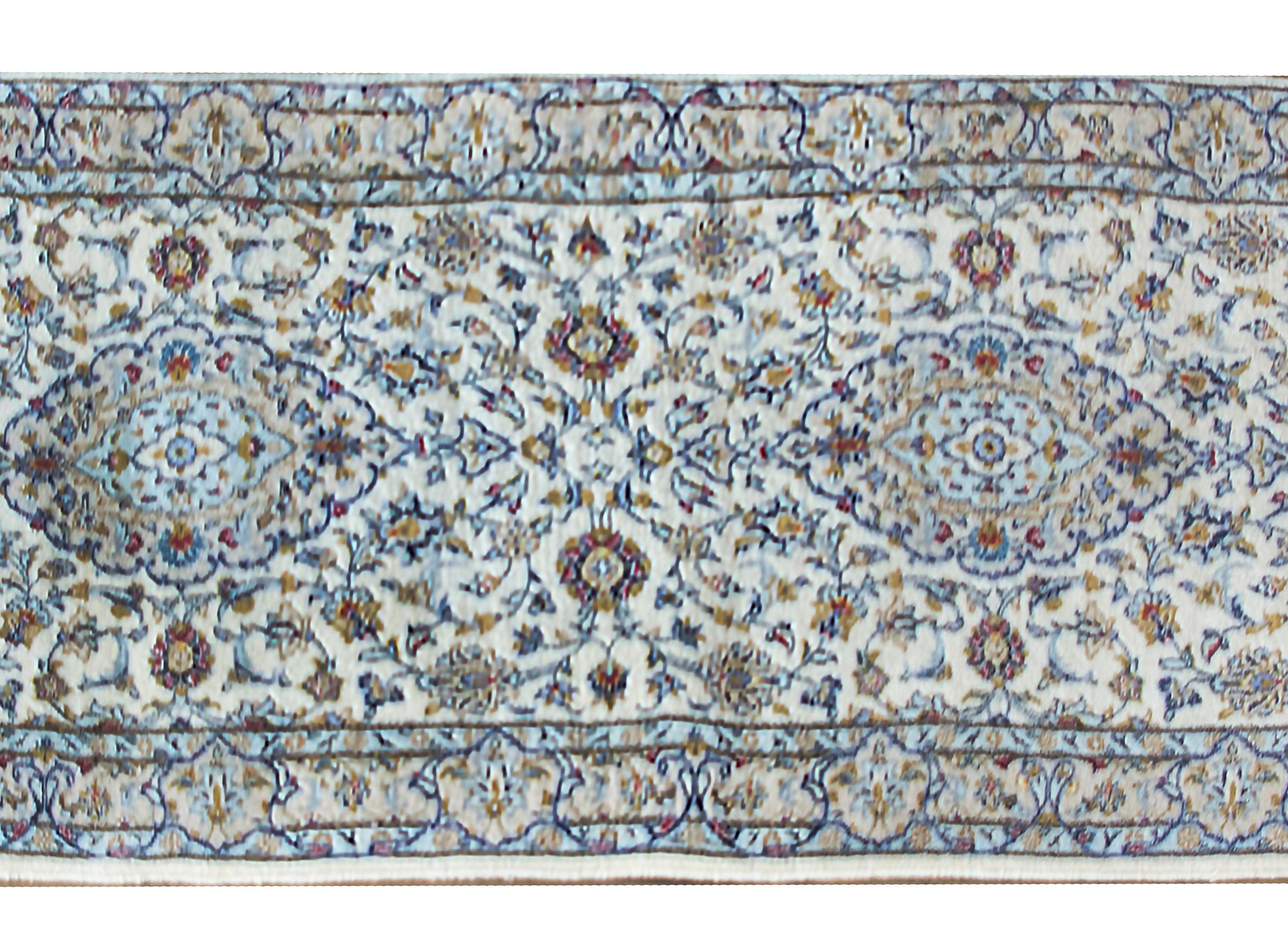 Hand-Knotted Mid-20th Century Persian Kashan Runner For Sale