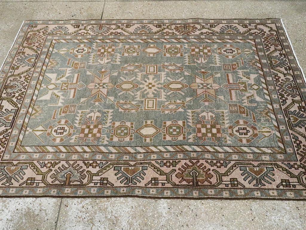 Mid-20th Century Persian Malayer Accent Rug In Excellent Condition For Sale In New York, NY