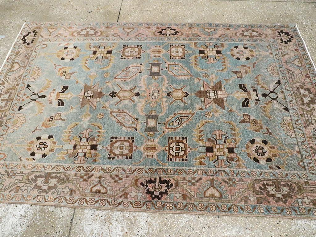 Mid-20th Century Persian Malayer Accent Rug In Excellent Condition For Sale In New York, NY