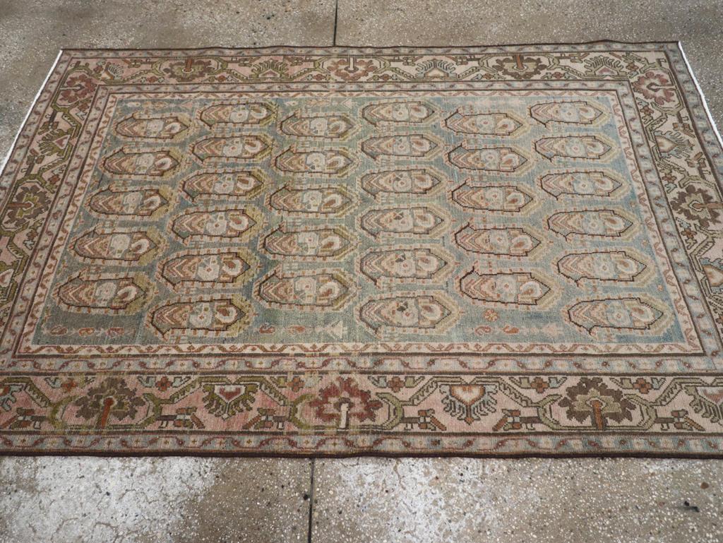 Mid-20th Century Persian Malayer Accent Rug In Excellent Condition For Sale In New York, NY