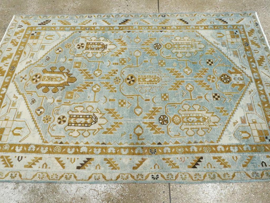 Mid-20th Century Persian Malayer Accent Rug In Excellent Condition For Sale In New York, NY