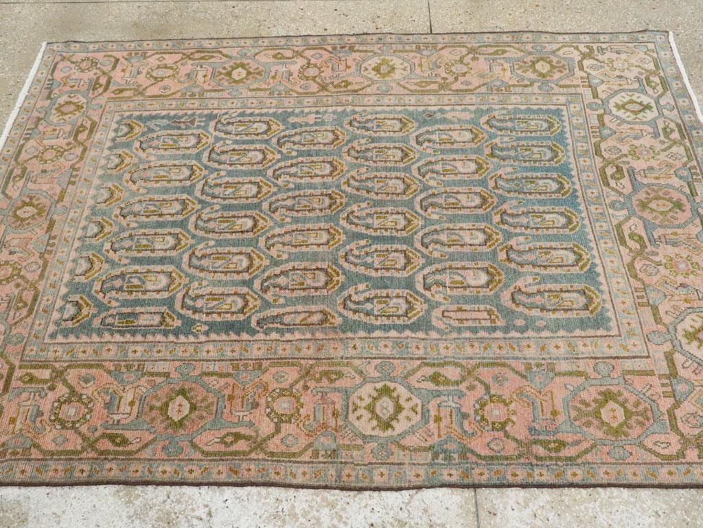 Mid-20th Century Persian Malayer Accent Rug In Excellent Condition For Sale In New York, NY