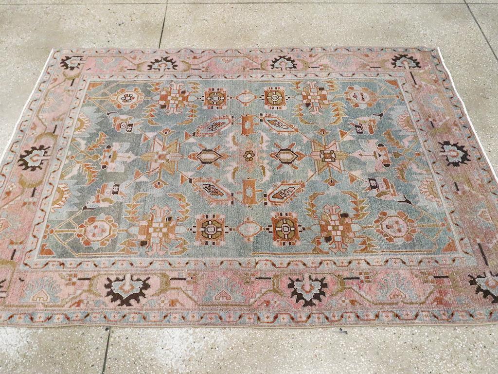 Mid-20th Century Persian Malayer Accent Rug In Excellent Condition For Sale In New York, NY