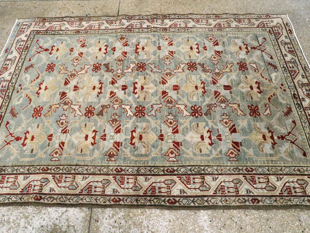 Mid-20th Century Persian Malayer Accent Rug In Excellent Condition For Sale In New York, NY
