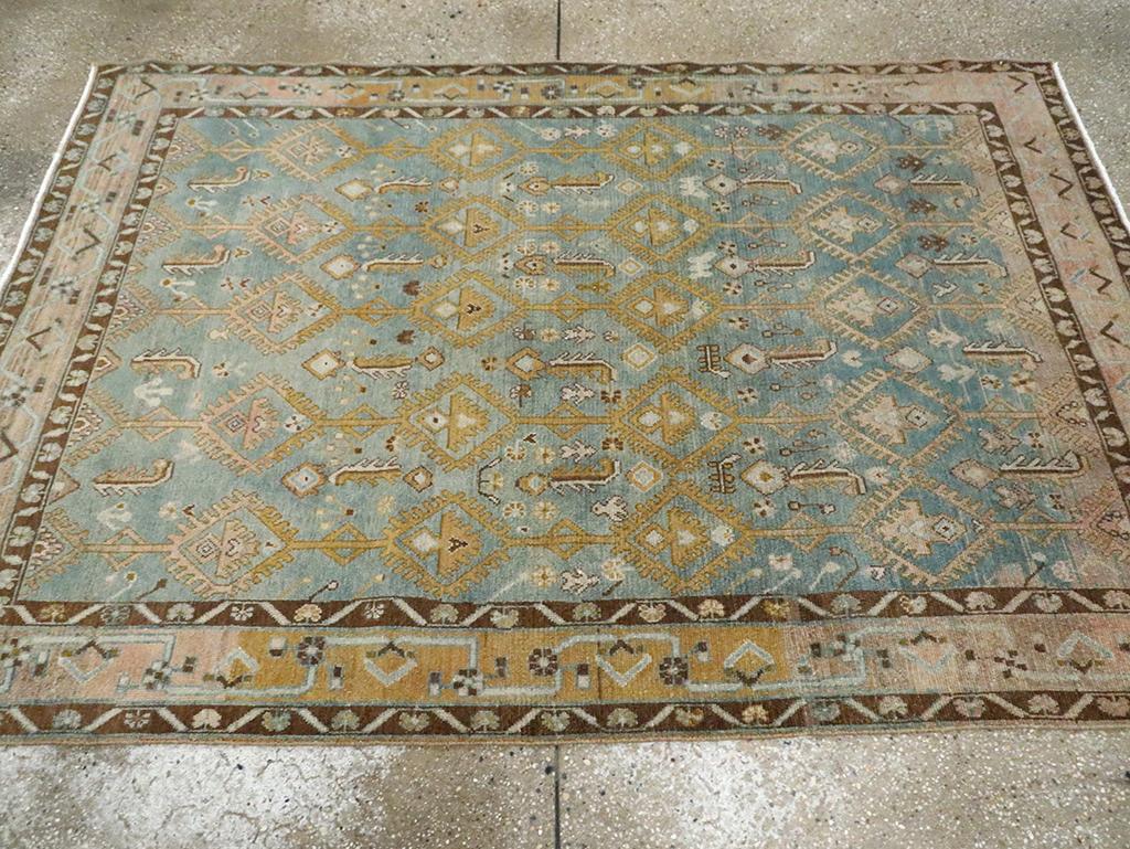 Mid-20th Century Persian Malayer Accent Rug In Excellent Condition For Sale In New York, NY