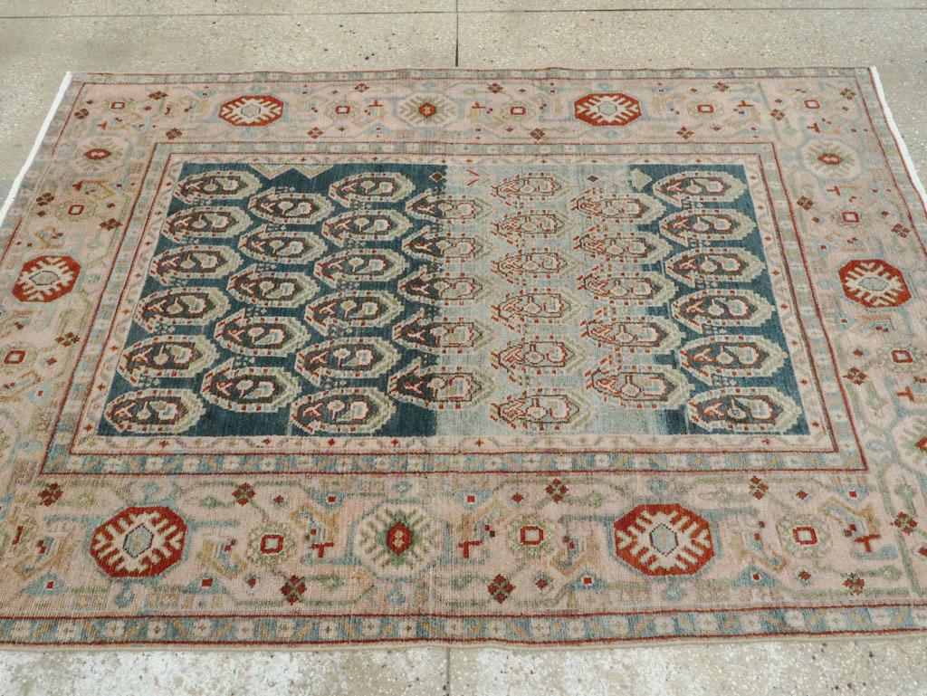 Mid-20th Century Persian Malayer Accent Rug In Excellent Condition For Sale In New York, NY