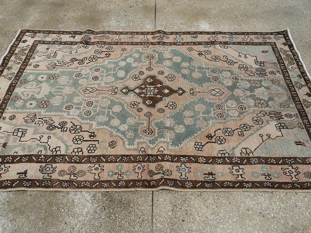 Mid-20th Century Persian Malayer Accent Rug In Excellent Condition For Sale In New York, NY