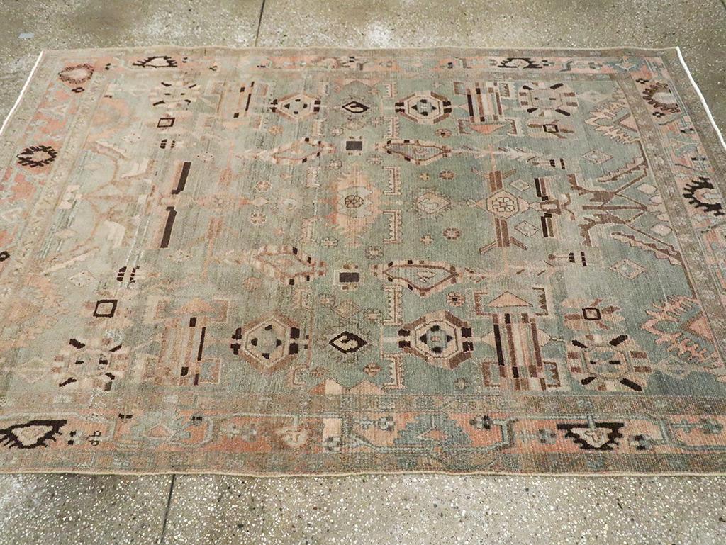 Mid-20th Century Persian Malayer Accent Rug In Excellent Condition For Sale In New York, NY