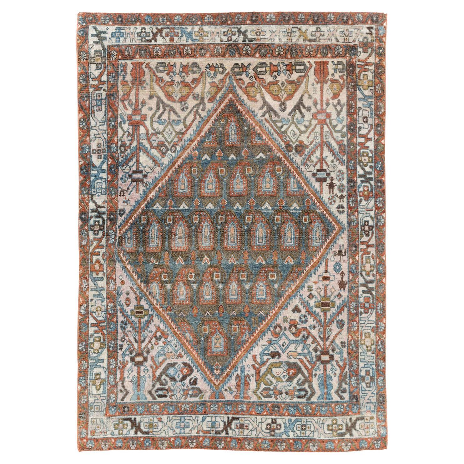 Mid-20th Century Persian Malayer Accent Rug For Sale
