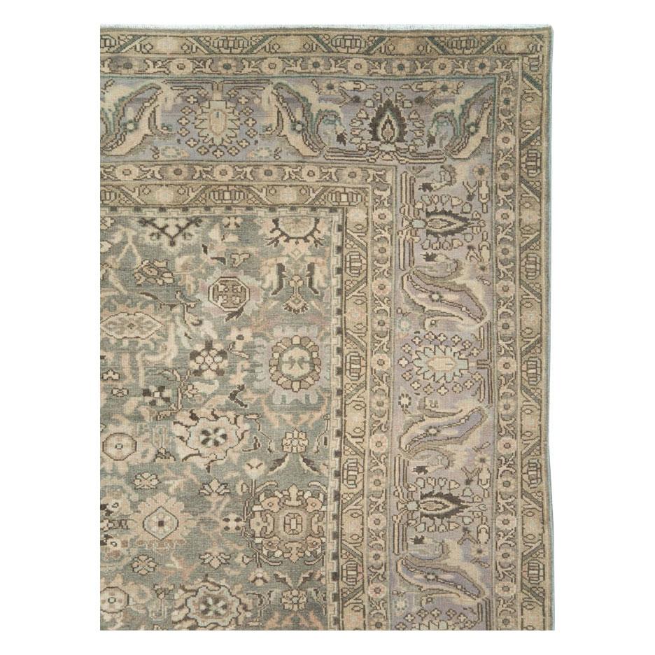 Rustic Mid-20th Century Persian Malayer Room Size Carpet in Purple-Grey and Slate-Green For Sale