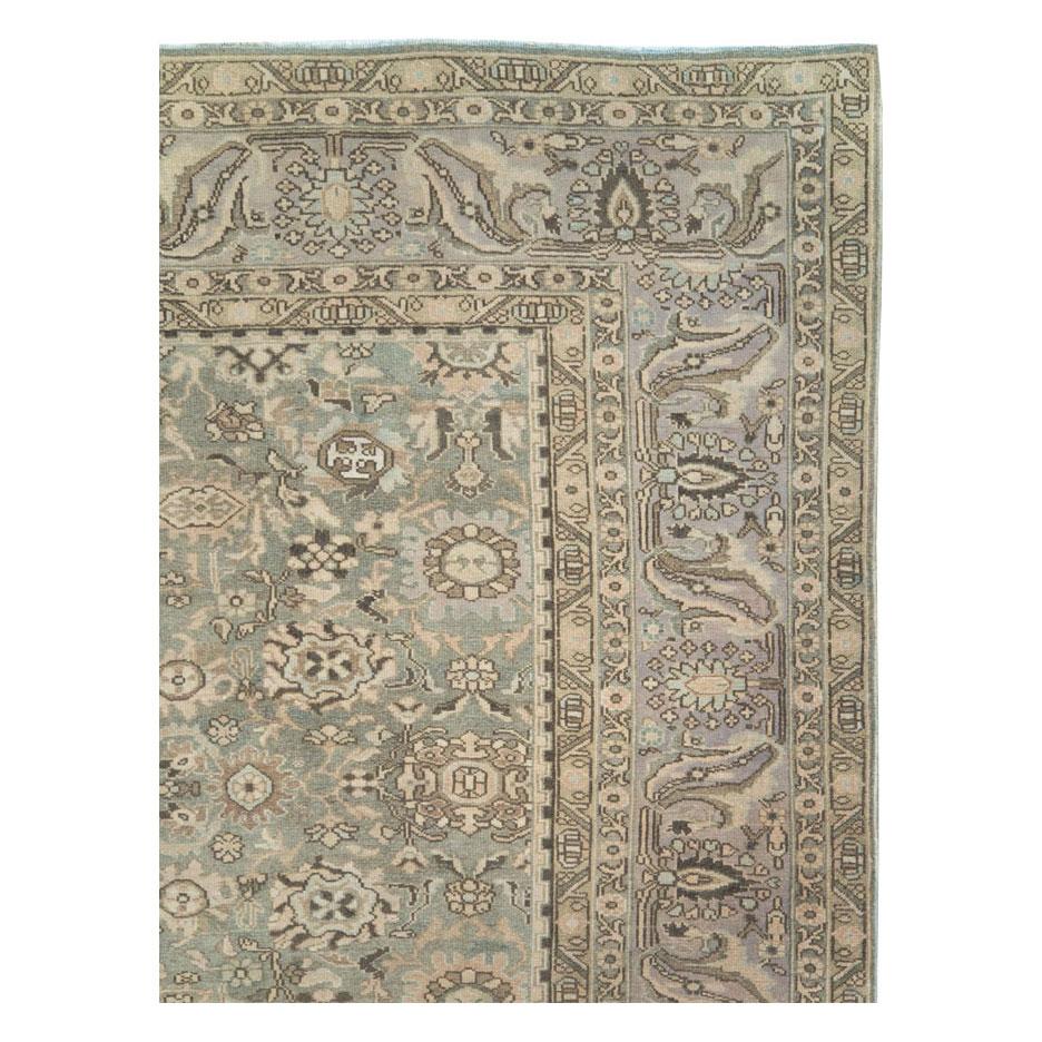 Hand-Knotted Mid-20th Century Persian Malayer Room Size Carpet in Purple-Grey and Slate-Green For Sale