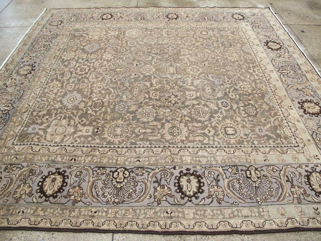 Mid-20th Century Persian Malayer Square Room Size Carpet In Khaki and Purple For Sale 3