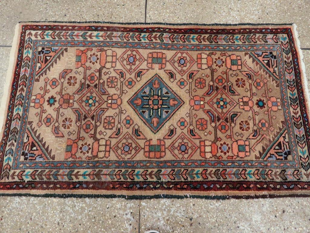 Wool Mid-20th Century Persian Malayer Throw Rug For Sale