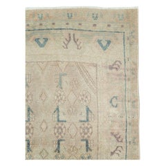 Mid-20th Century Persian Malayer Throw Rug In Cream, Purple, & Blue-Green