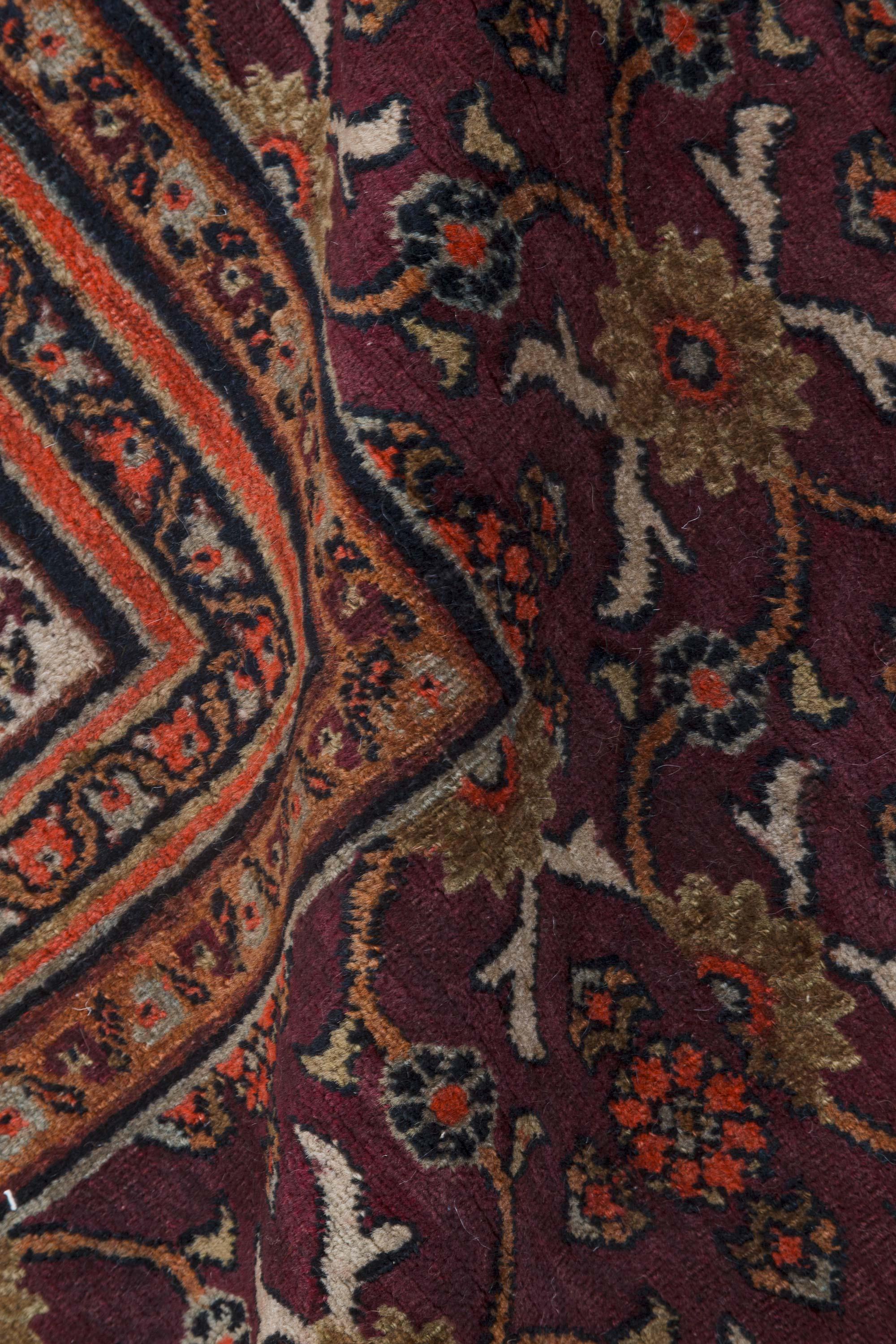 Hand-Knotted Mid-20th Century Persian Meshad Handmade Wool Rug For Sale