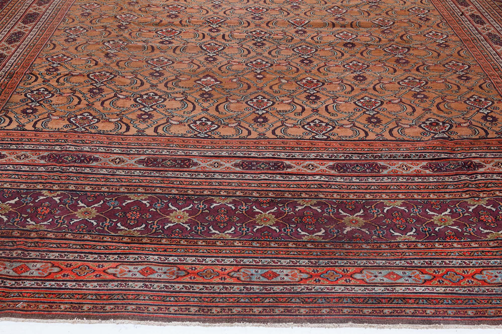Mid-20th Century Persian Meshad Handmade Wool Rug For Sale 2