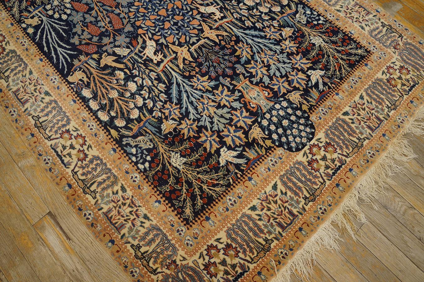 Wool Mid 20th Century Persian Nain Carpet 3'9