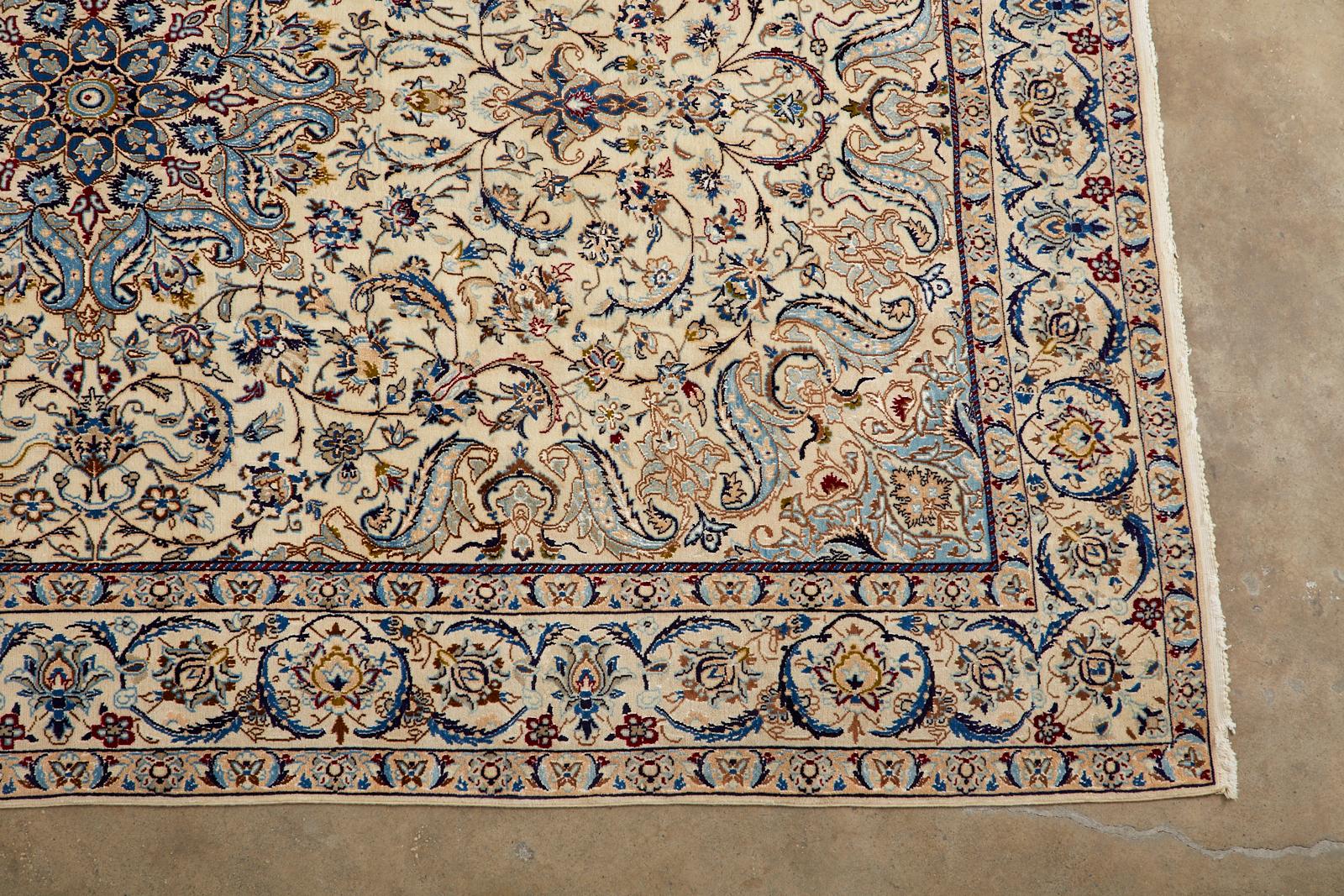 Hand-Knotted Late 20th Century Persian Nain Rug For Sale