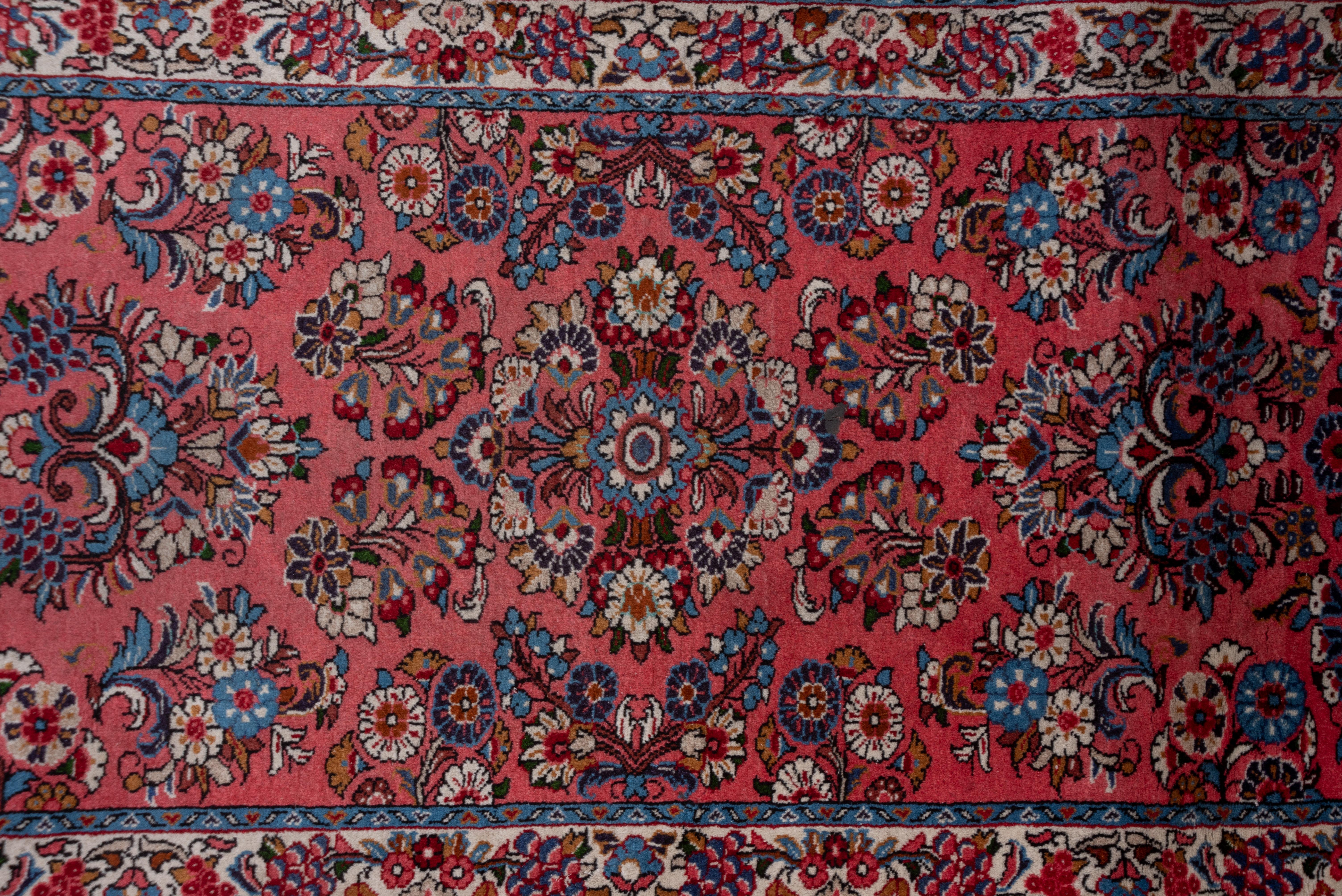 Hand-Knotted Mid-20th Century Persian Sarouk Runner, Light Red Field