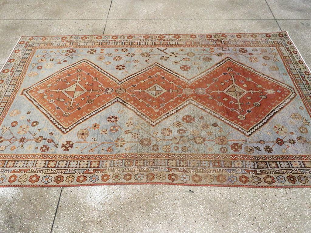 Hand-Knotted Mid-20th Century Persian Shiraz Accent Rug For Sale
