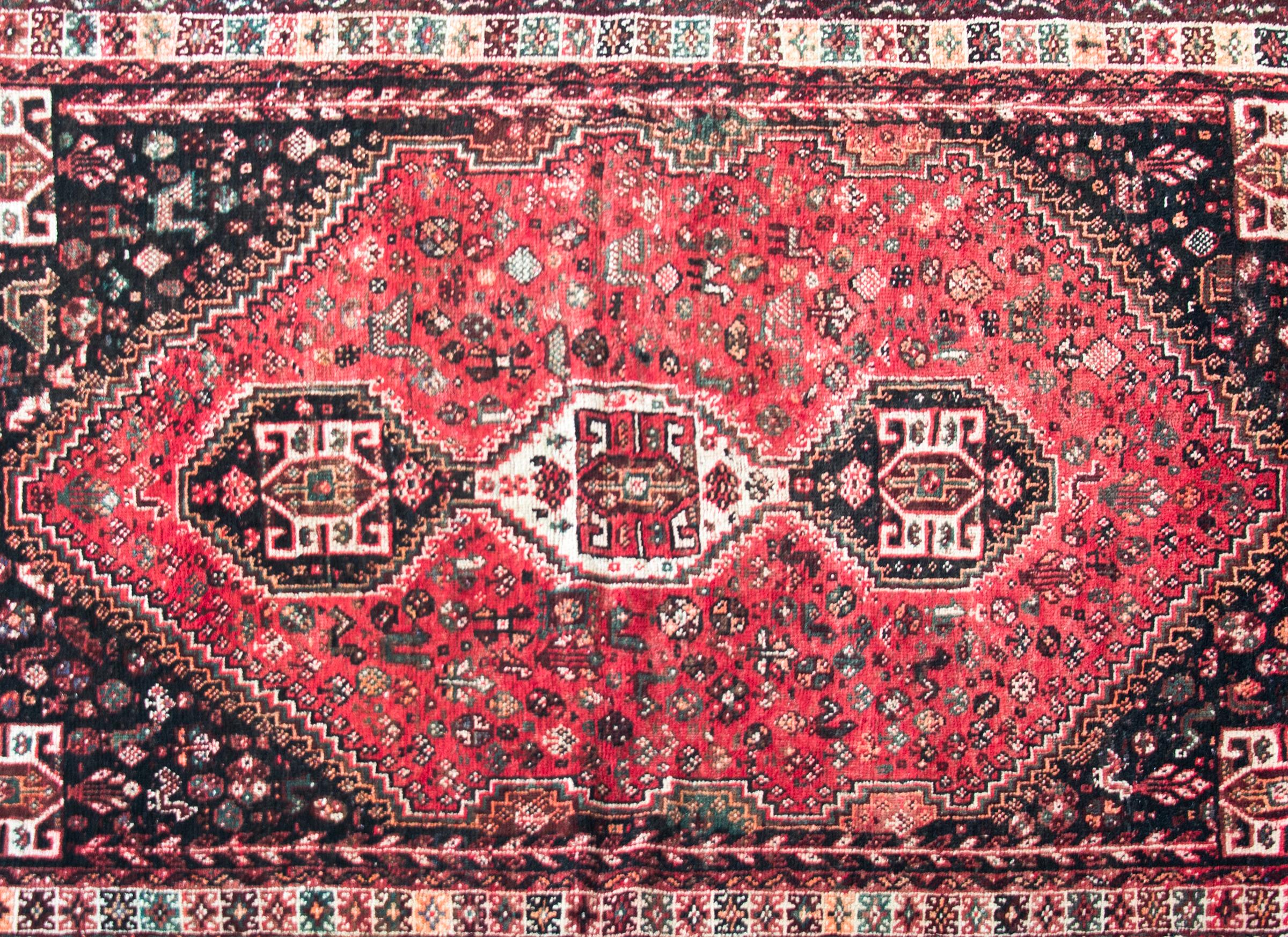 Tribal Mid-20th Century Persian Shiraz Rug For Sale