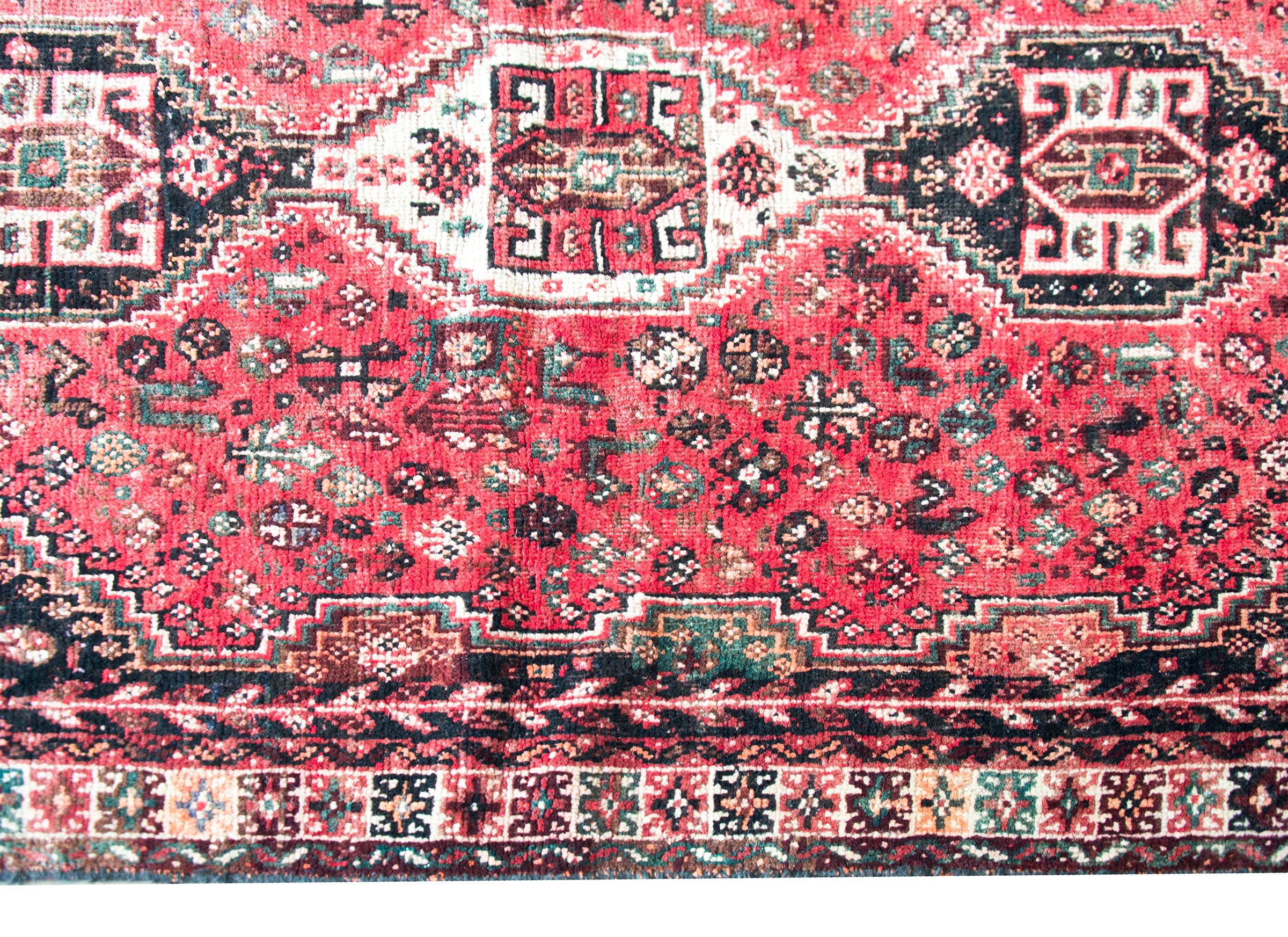 Hand-Knotted Mid-20th Century Persian Shiraz Rug For Sale