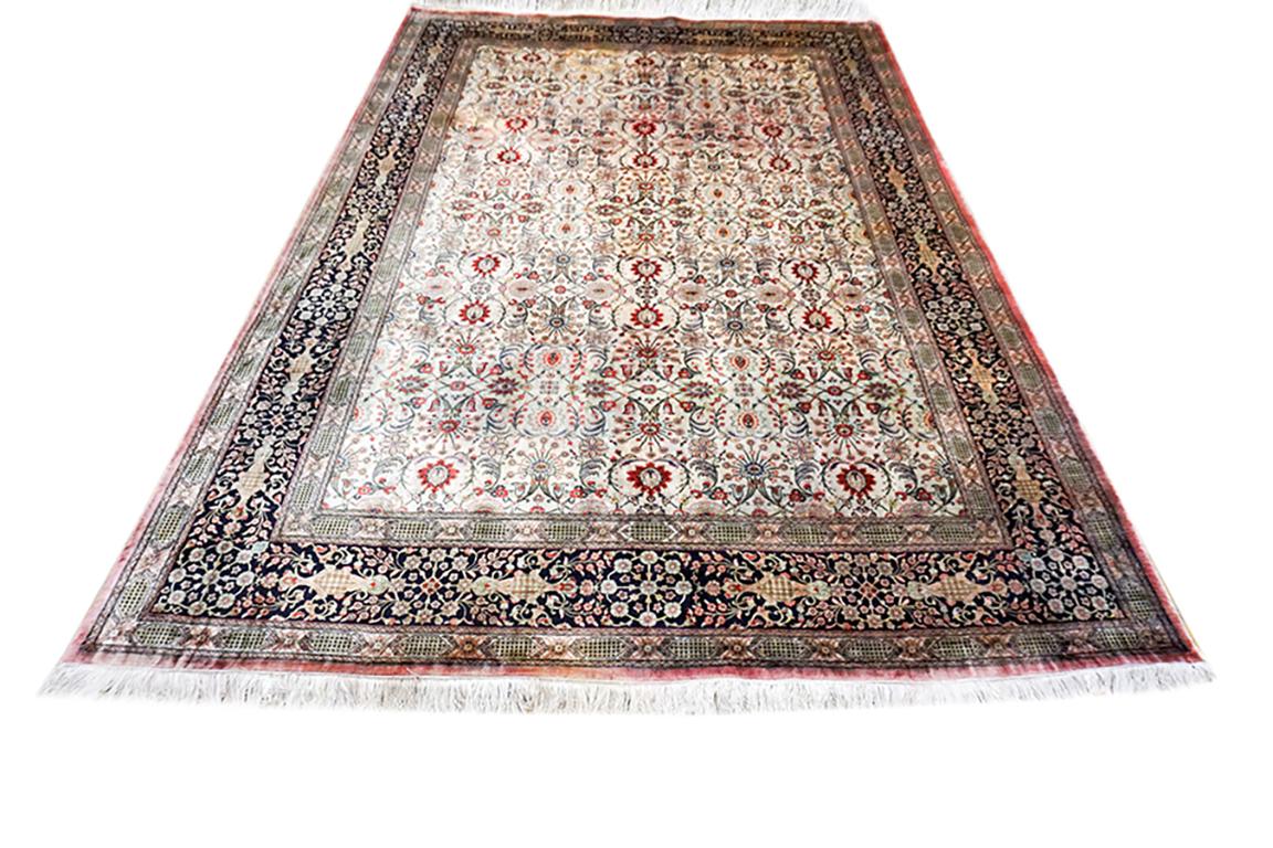 Mid-20th Century Persian Silk Qum Carpet, Size: 6' 9