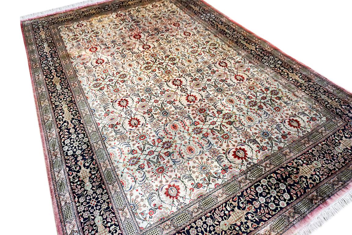 Mid-20th Century Persian Silk Qum Carpet 6' 9
