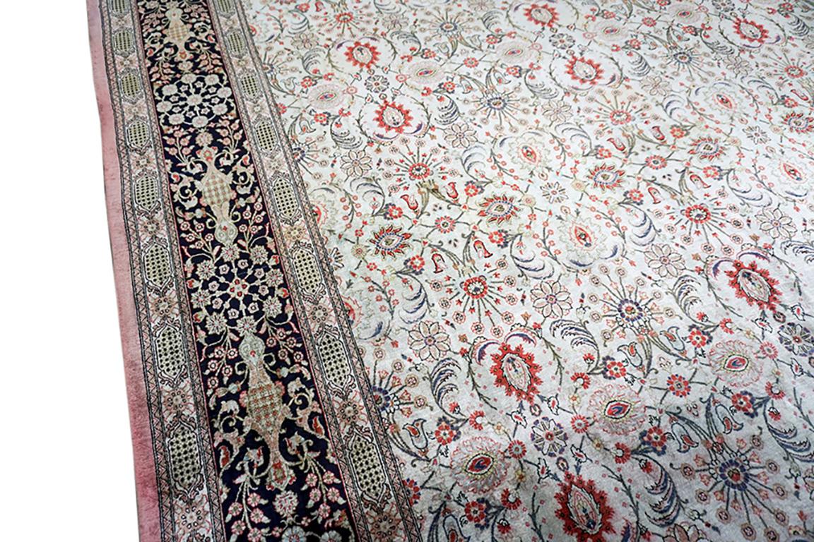 Mid-20th Century Persian Silk Qum Carpet 6' 9