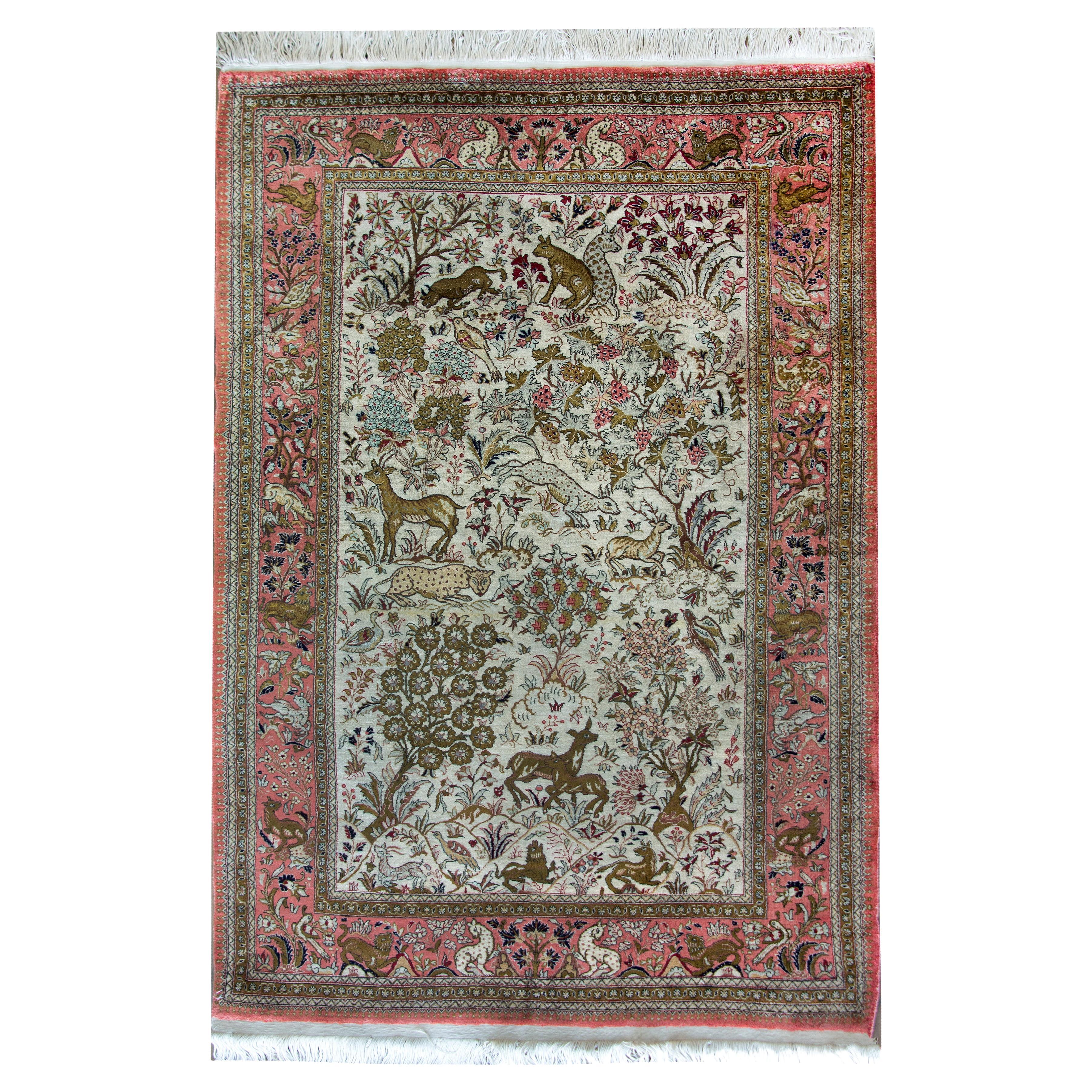 Mid-20th Century Persian Silk Qum Rug