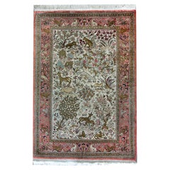 Vintage Mid-20th Century Persian Silk Qum Rug
