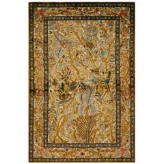 Persischer Souf Qum-Teppich aus Seide aus der Mitte des 20. Jahrhunderts 3'6" x 5'3" - 106 x 160 cm