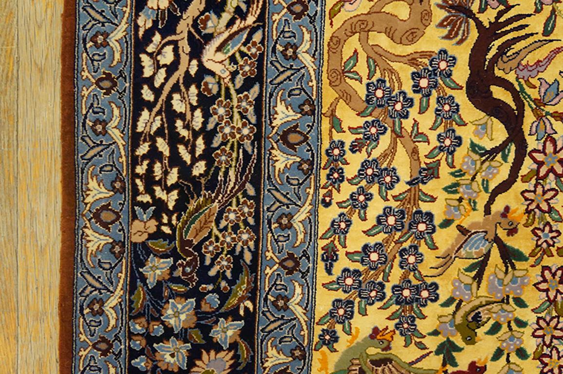 Mid-20th Century Mid 20th Century Persian Silk & Wool Isfahan Carpet For Sale