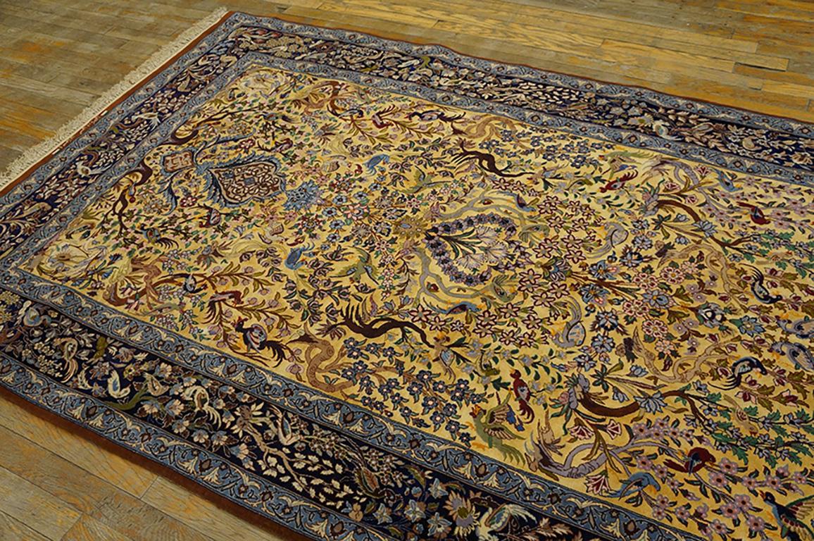 Metà XX secolo Tappeto Isfahan in seta e lana persiano della metà del XX secolo in vendita