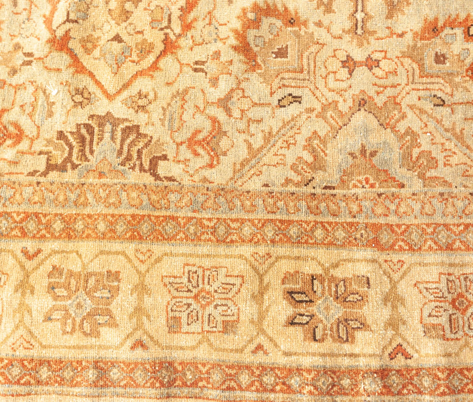 Wool Midcentury Persian Sultanabad Botanic Handmade Rug For Sale