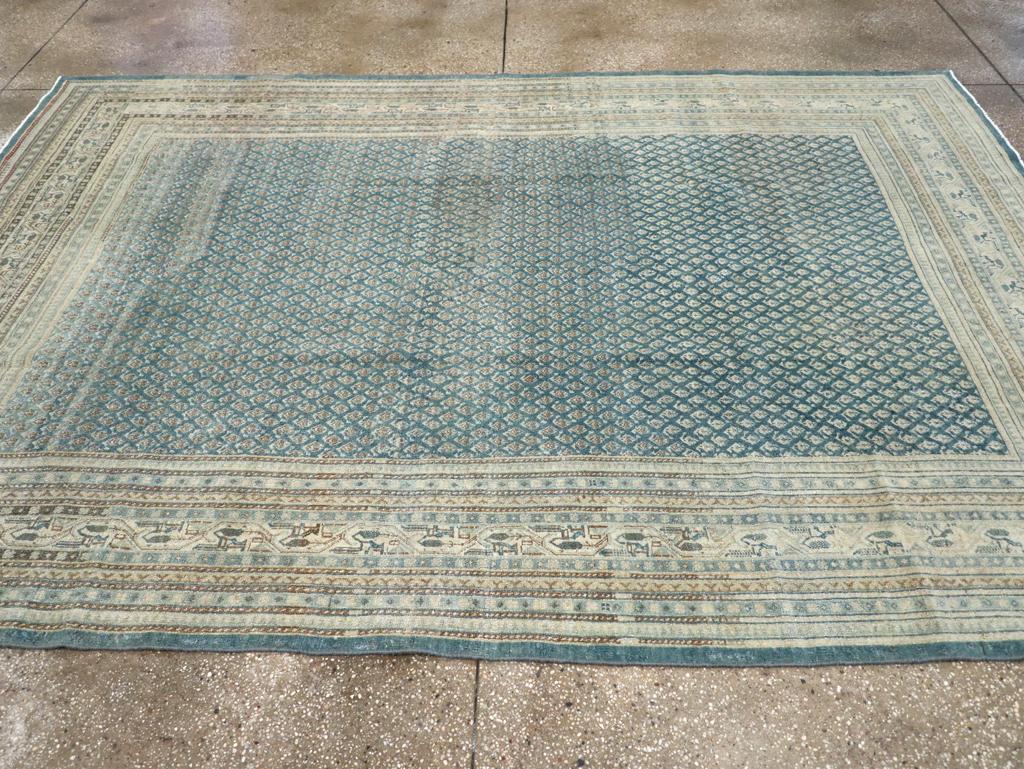 Mid-20th Century Persian Tabriz Accent Carpet In Excellent Condition For Sale In New York, NY