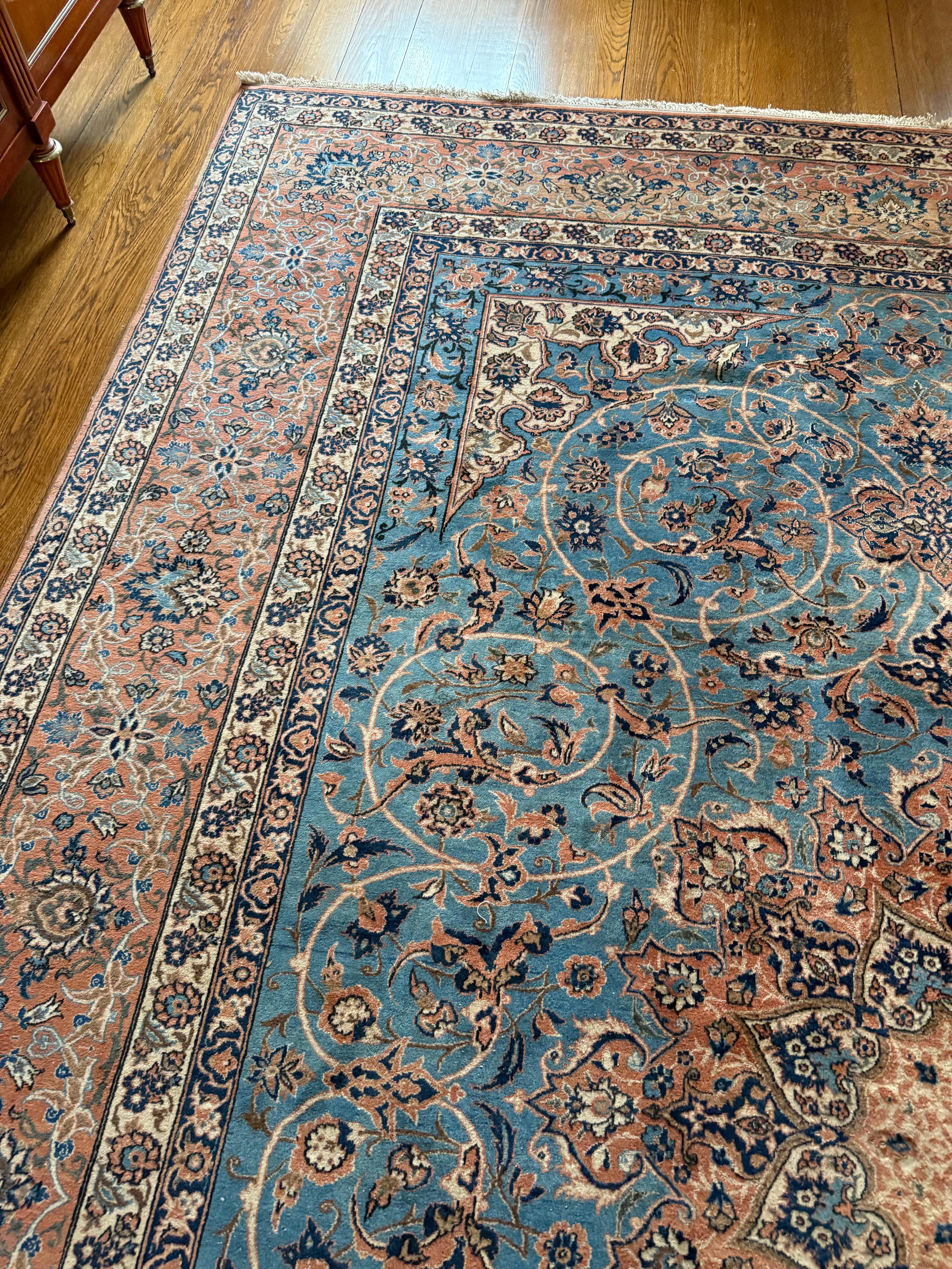 Tapis persan Tabriz du milieu du 20e siècle, noué à la main, taille de pièce 14 x 10,3 en vente 4