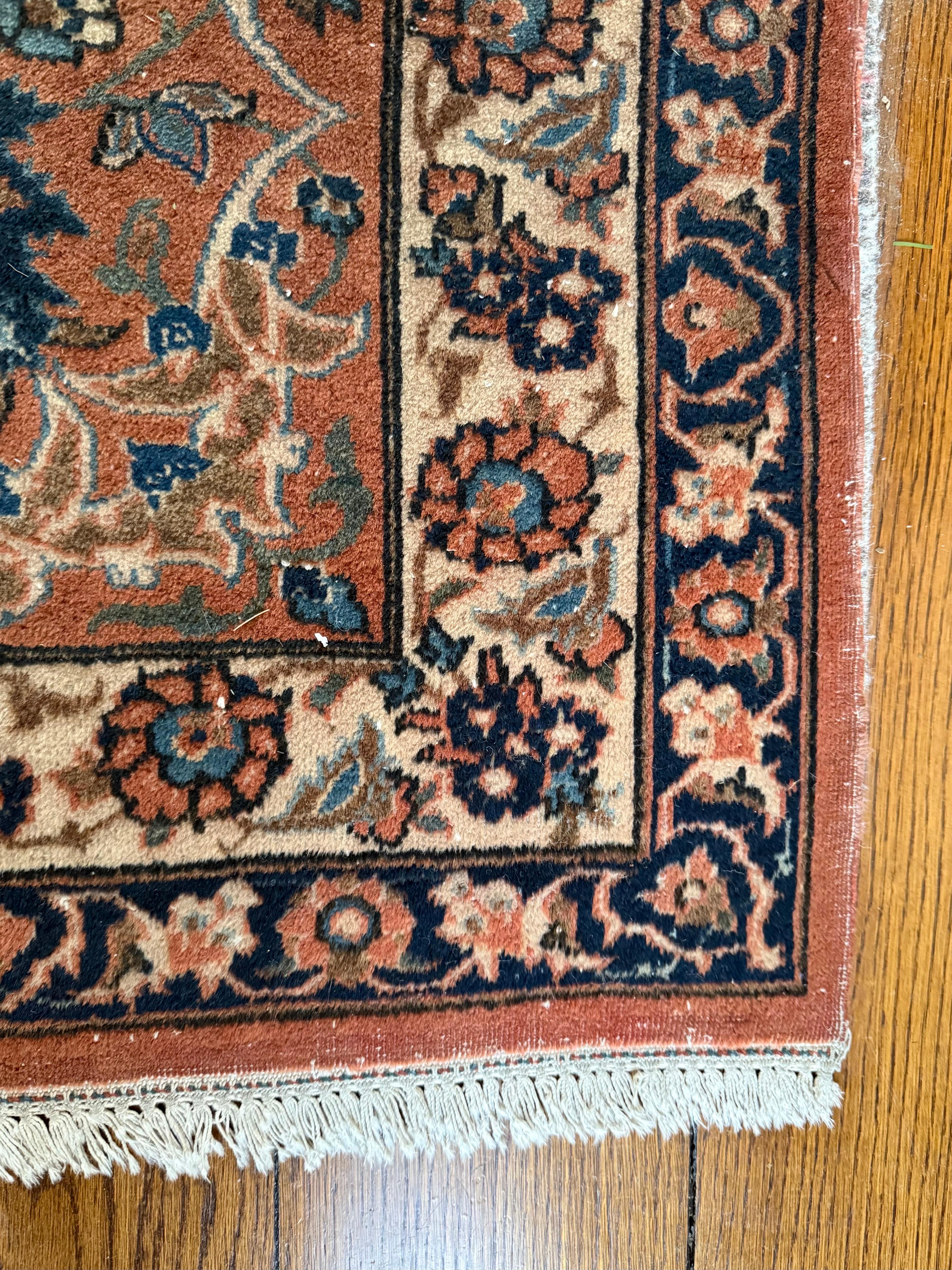 Tapis persan Tabriz du milieu du 20e siècle, noué à la main, taille de pièce 14 x 10,3 Bon état - En vente à West Hartford, CT