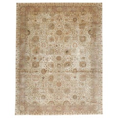 Mid-20th Century Persian Tabriz Large Room Size Carpet in Beige and Mauve