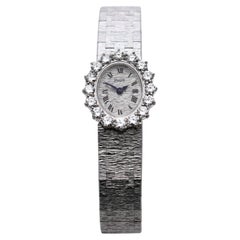 Mid-20th Century Petite Piaget 18k White Gold and Diamond Dress Watch
